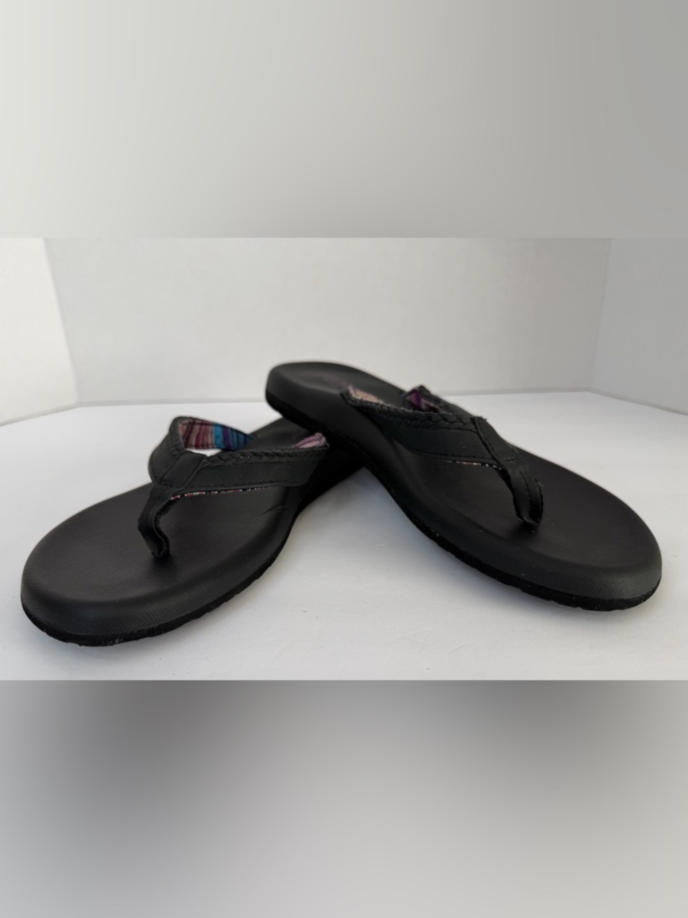 Flojos Women’s Size 9 Black Flip Flop Sandals Comfort Casual Summer EUC